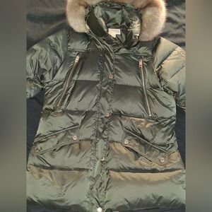 Michael Kors Green Puffer Coat w/ Faux Fur Hood – Winter Jacket